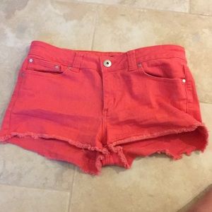 Pink jean shorts; gently worn